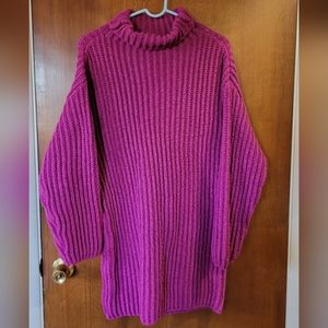 FOREVER 21 magenta chunky funnel-neck sweater dress/tunic